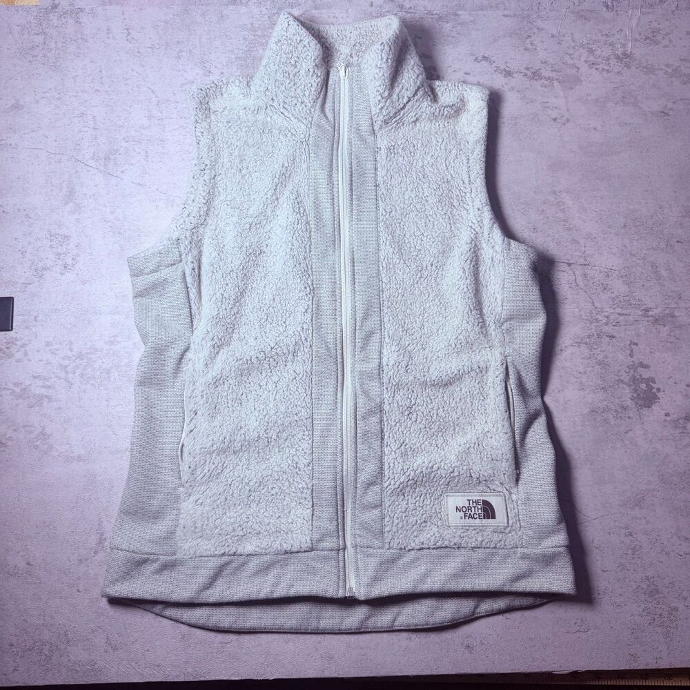 The North Face Sherpa Fleece Vest Womens Medium Gray Zip